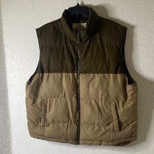 St. John's Bay Olive and Tan Puffer Vest